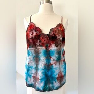 Boho International concepts 🖤 hand tie-dyed linen camisole top blouse size 8